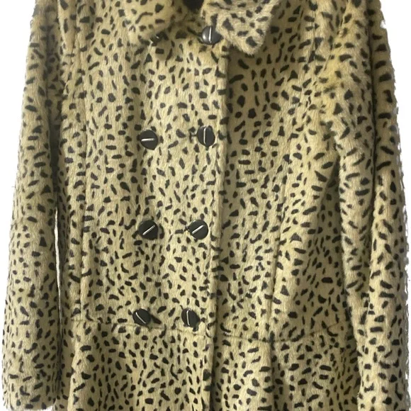 Free People Black and Tan Animal Print Pea Coat - Picture 3 of 13